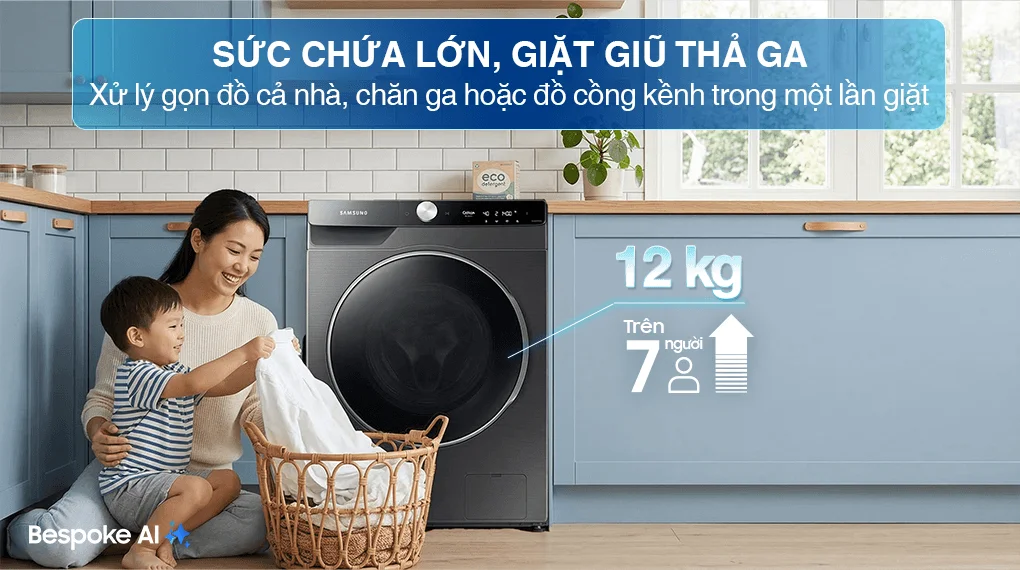 Máy Giặt Samsung AI EcoBubble Inverter 12 kg WW12CGP44DSBSV