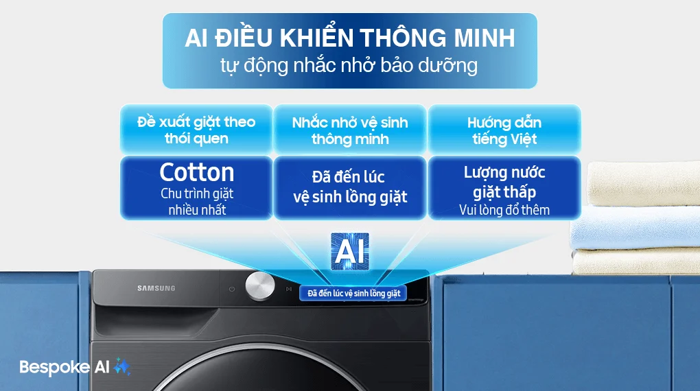Máy Giặt Samsung AI EcoBubble Inverter 12 kg WW12CGP44DSBSV
