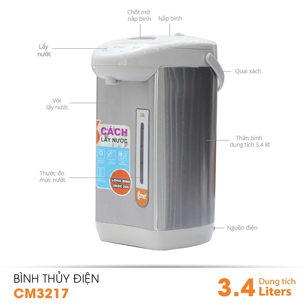 Bình Thủy Điện Comet CM3217 3.4 Lít 1