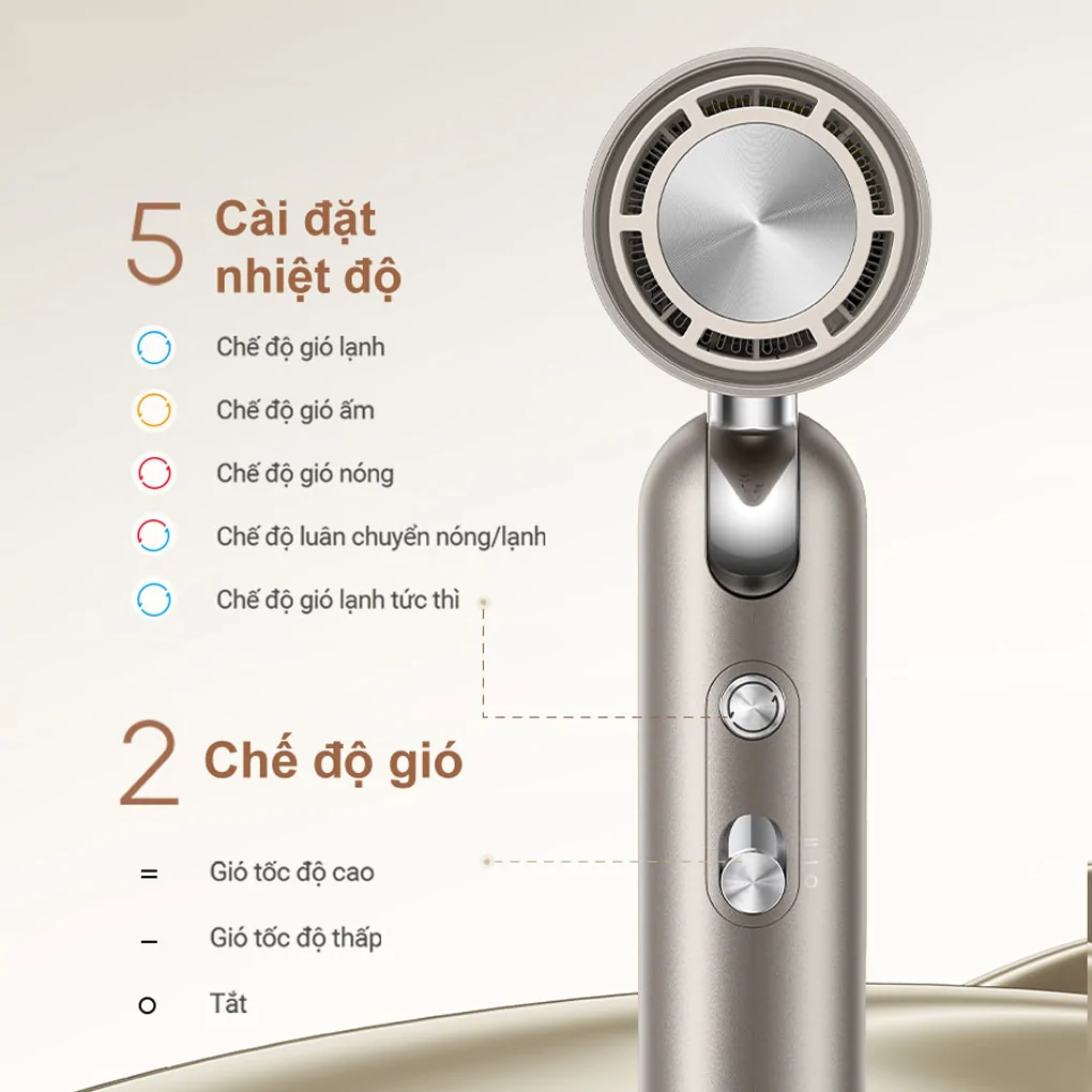 Máy Sấy Tóc Dreame AHD51 Hair Pocket Màu Vàng Đồng 9