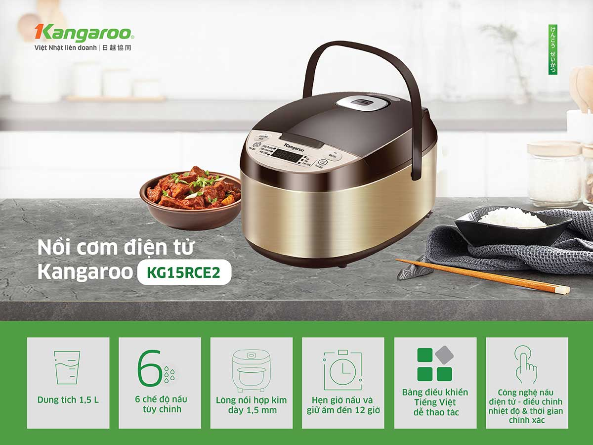 Nồi Cơm Điện Tử Kangaroo KG15RCE2 1.5 Lít 6