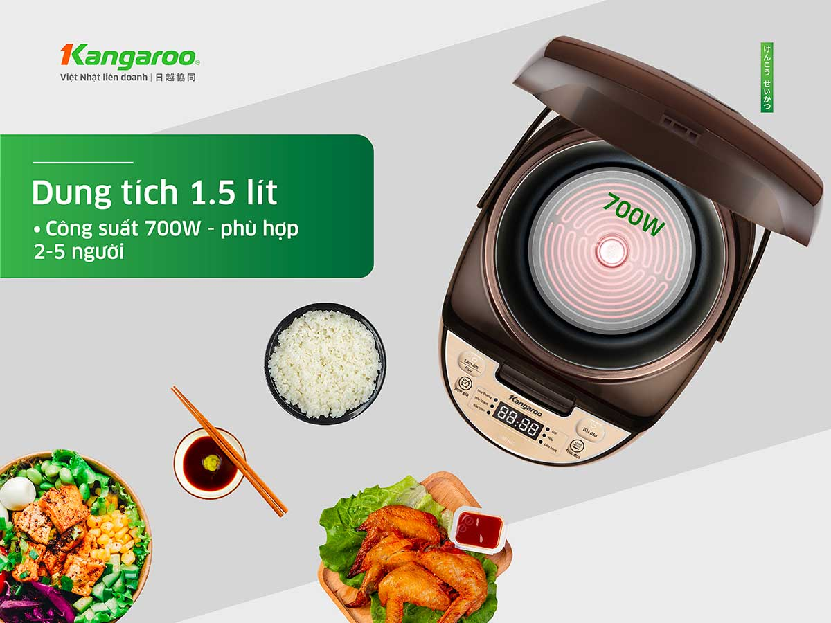 Nồi Cơm Điện Tử Kangaroo KG15RCE2 1.5 Lít 7