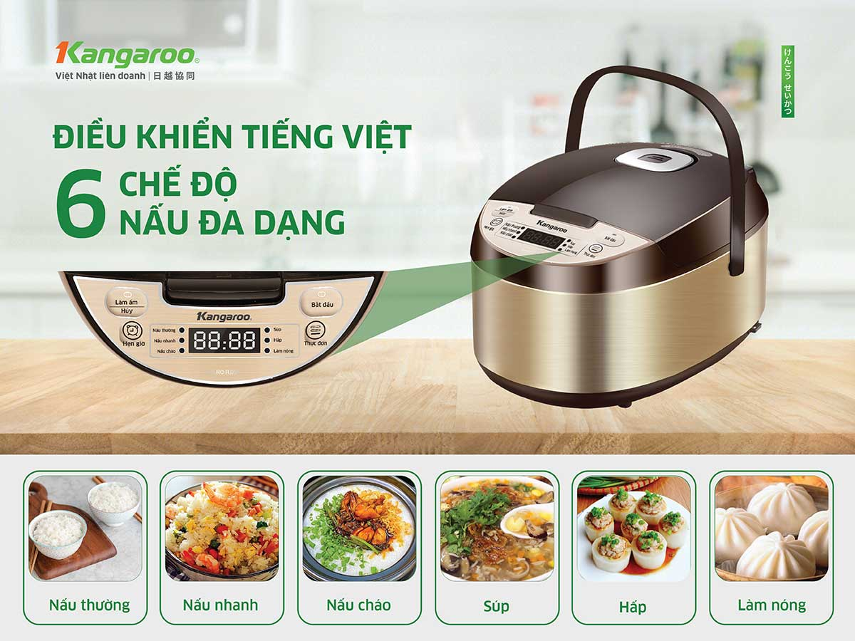 Nồi Cơm Điện Tử Kangaroo KG15RCE2 1.5 Lít 8
