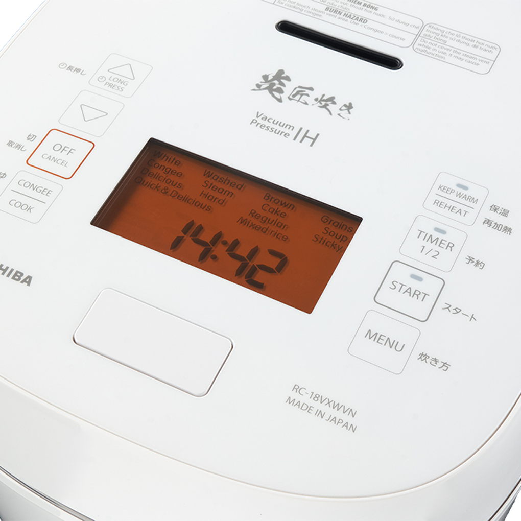 Nồi Cơm Cao Tần Áp Suất Chân Không Toshiba RC-18VXWVN(W) 1.8 Lít - Xuất Xứ Nhật Bản 16