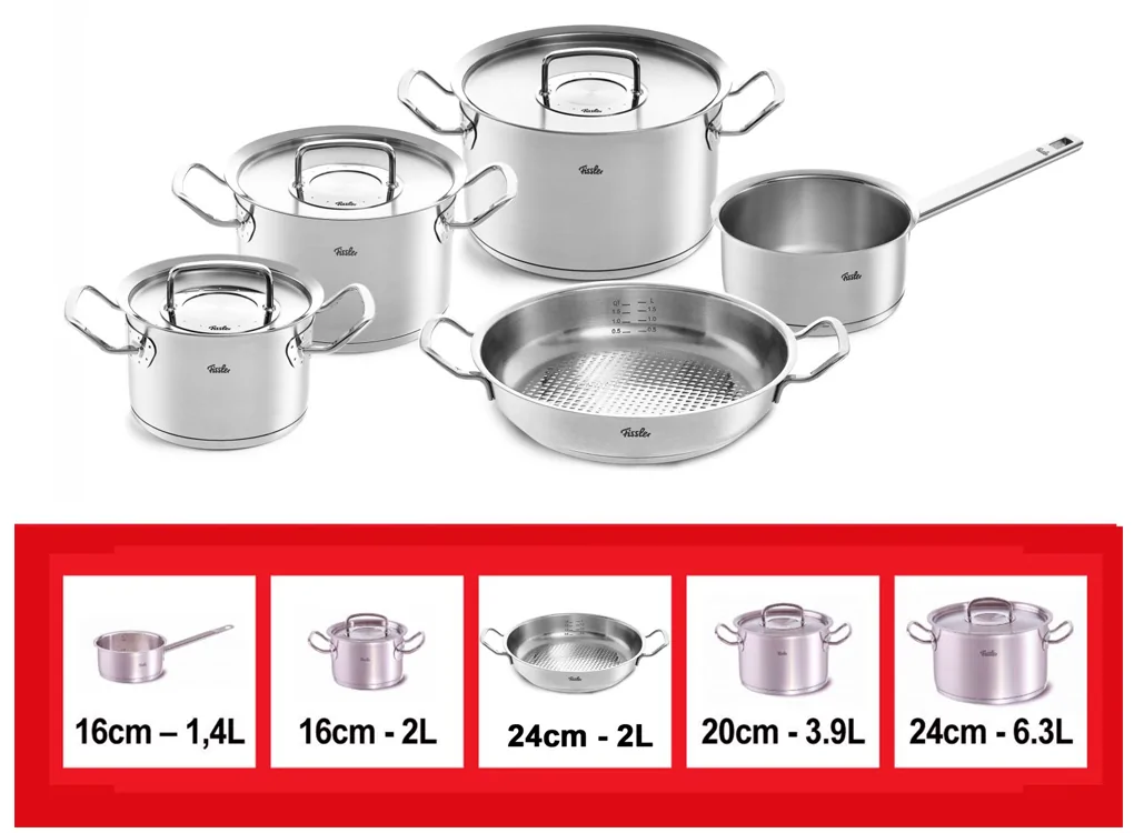 Bộ Nồi Fissler Original Profi 5 Món Có Quánh Và Chảo Tay Cầm - Xuất Xứ Đức 4
