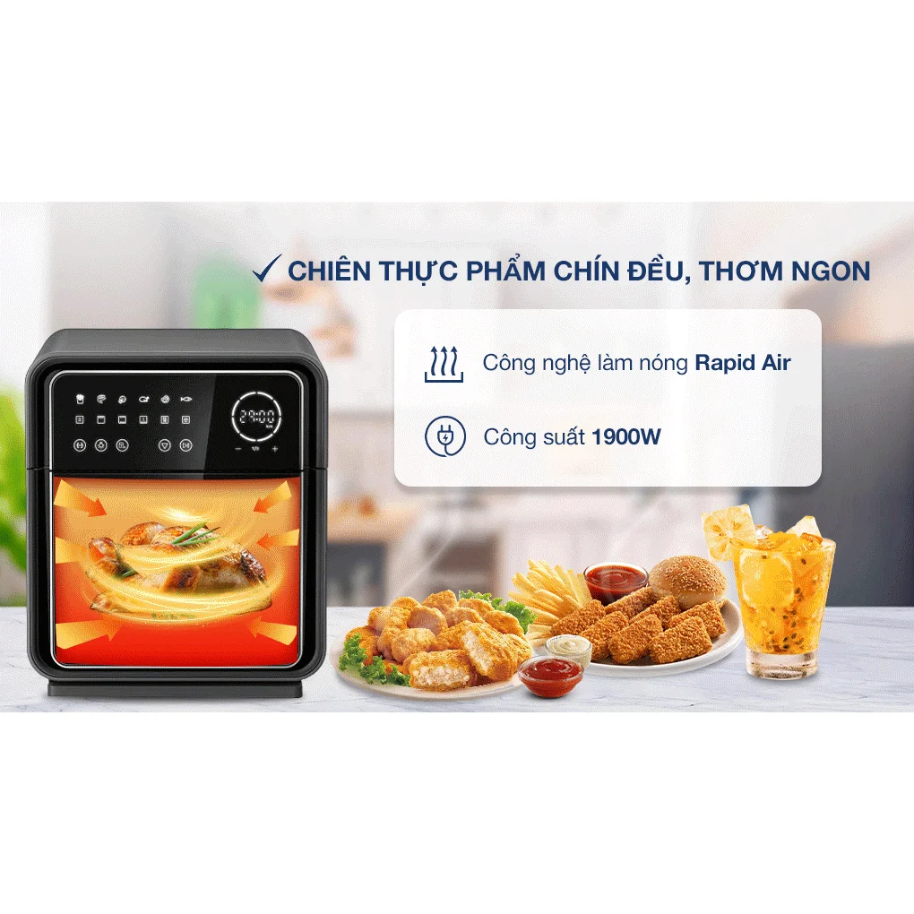 Lò Chiên Không Dầu 12 Lít Kangaroo KG12AF8A 10