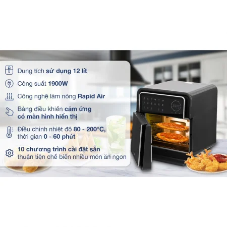 Lò Chiên Không Dầu 12 Lít Kangaroo KG12AF8A 9