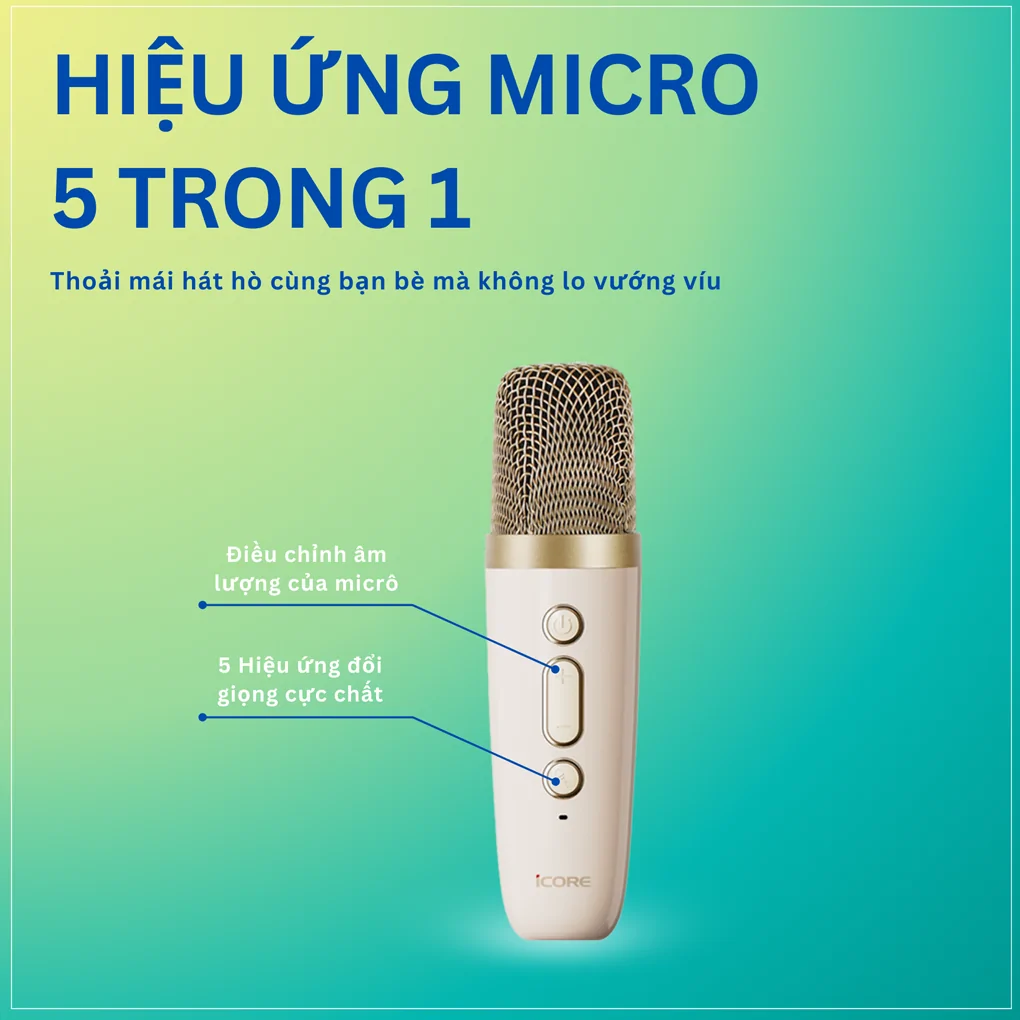 Bộ Loa Karaoke Mini Bluetooth iCore ISM59 Kèm 1 Micro 5