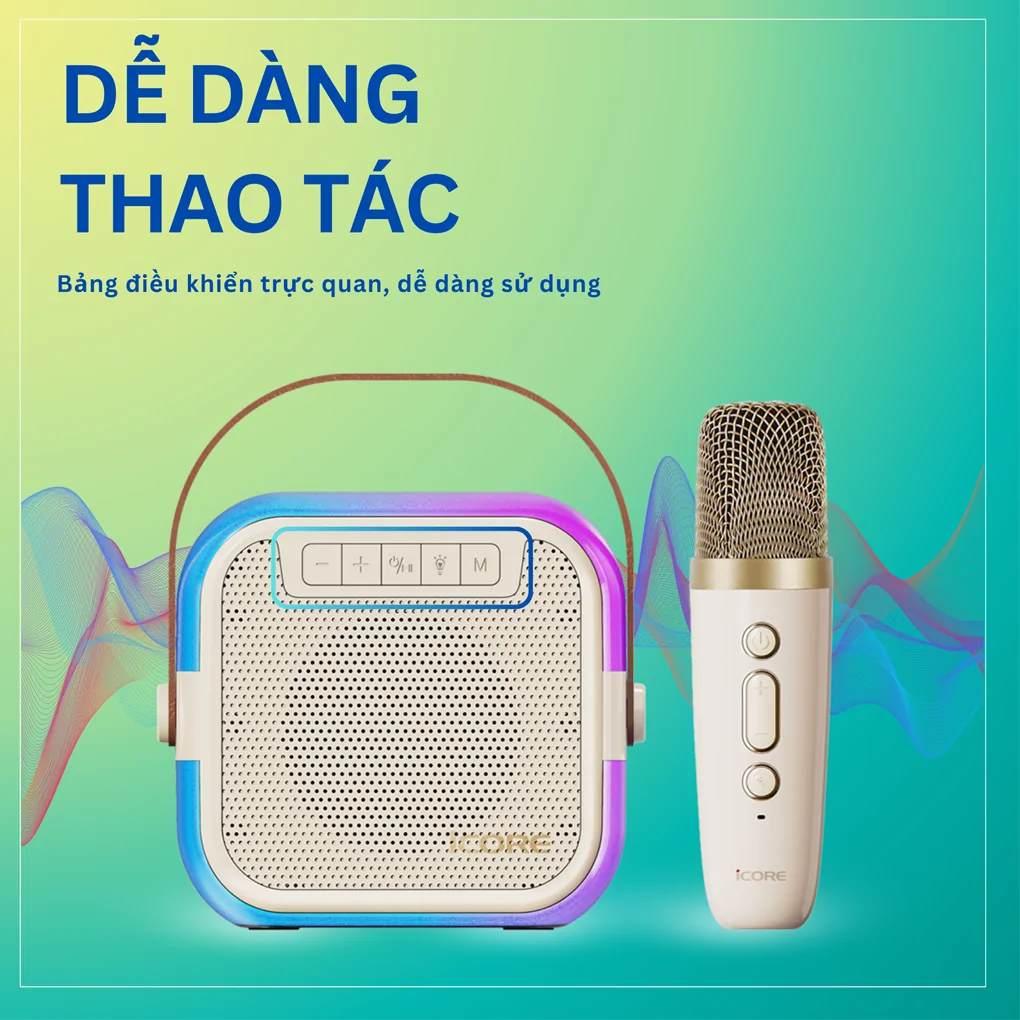 Bộ Loa Karaoke Mini Bluetooth iCore ISM59 Kèm 1 Micro 6