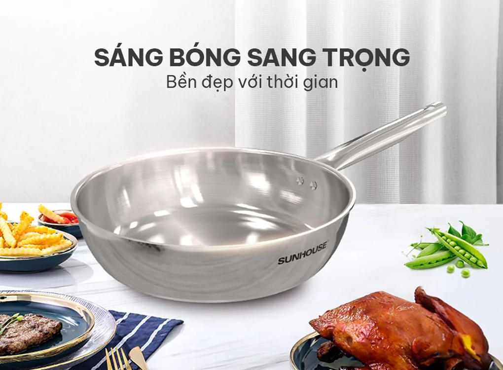 Chảo Inox Đa Lớp Sunhouse IN18M6 4