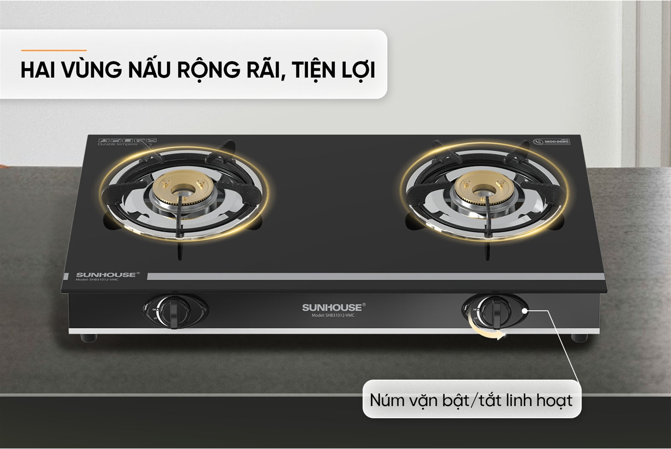 Bếp Gas Dương Kính Sunhouse SHB31012-VMC 8