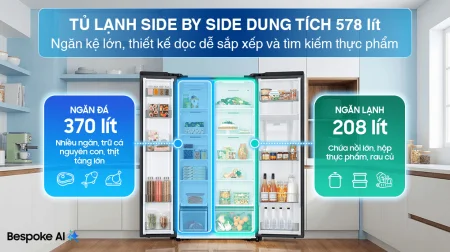 Tủ Lạnh Samsung Inverter 578 Lít Side By Side RS57DG410EB4SV