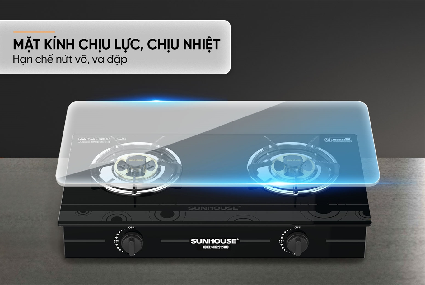 Bếp Gas Dương Kính Sunhouse SHB32012-VMC 6