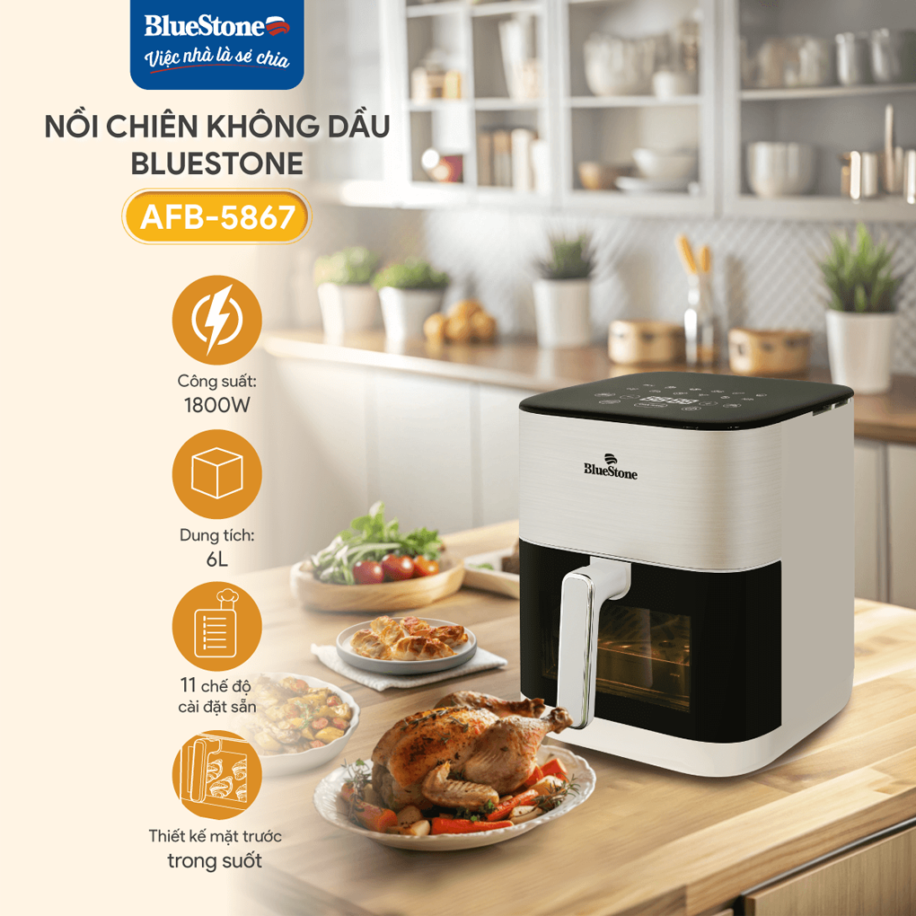 Nồi Chiên Không Dầu Bluestone 6.0 Lít AFB-5867 3