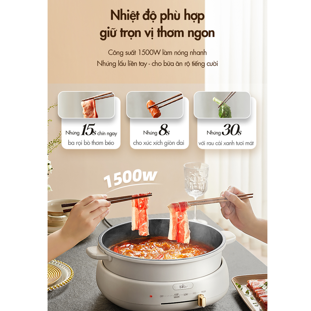 Nồi Lẩu Nướng Đa Năng Bear DHG-C40W2 13