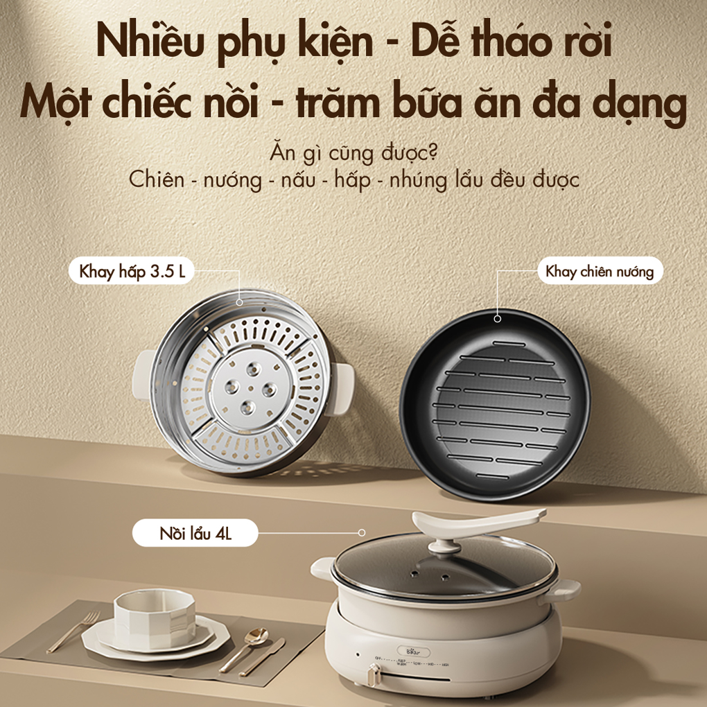Nồi Lẩu Nướng Đa Năng Bear DHG-C40W2 15