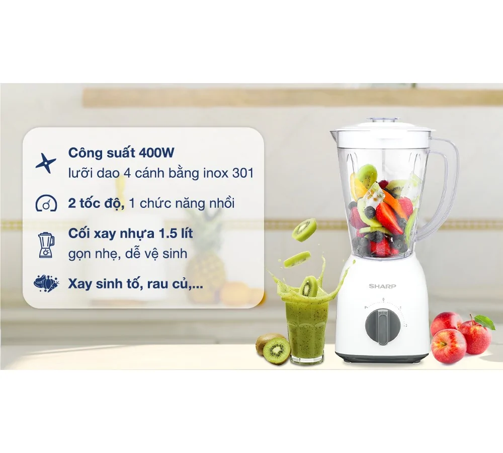Máy Xay Sinh Tố Sharp EM-S154PV-WH 5