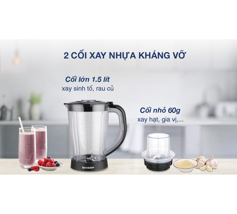 Máy Xay Sinh Tố Đa Năng Sharp EM-S155PV-WH 5