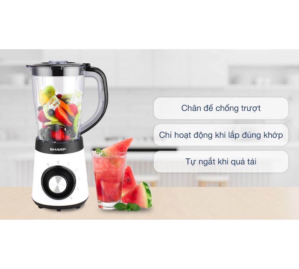 Máy Xay Sinh Tố Đa Năng Sharp EM-S155PV-WH 7