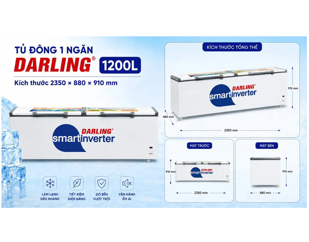 Tủ Đông Darling Inverter 1200 Lít DMF-1179ASI-1 0