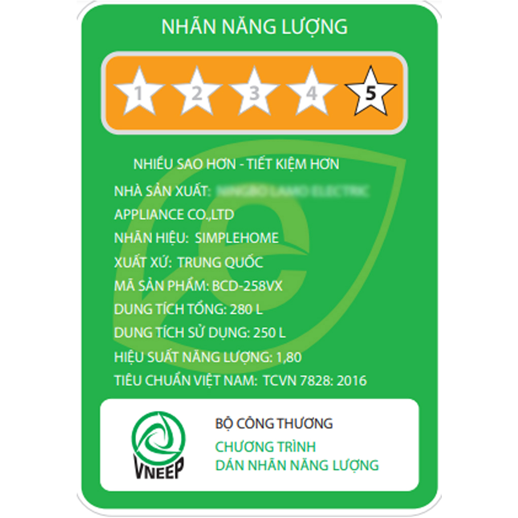 Tủ Lạnh Simplehome 280 Lít BCD-258VX Phong Cách Retro Màu Xanh Ngăn Đá Dưới 2