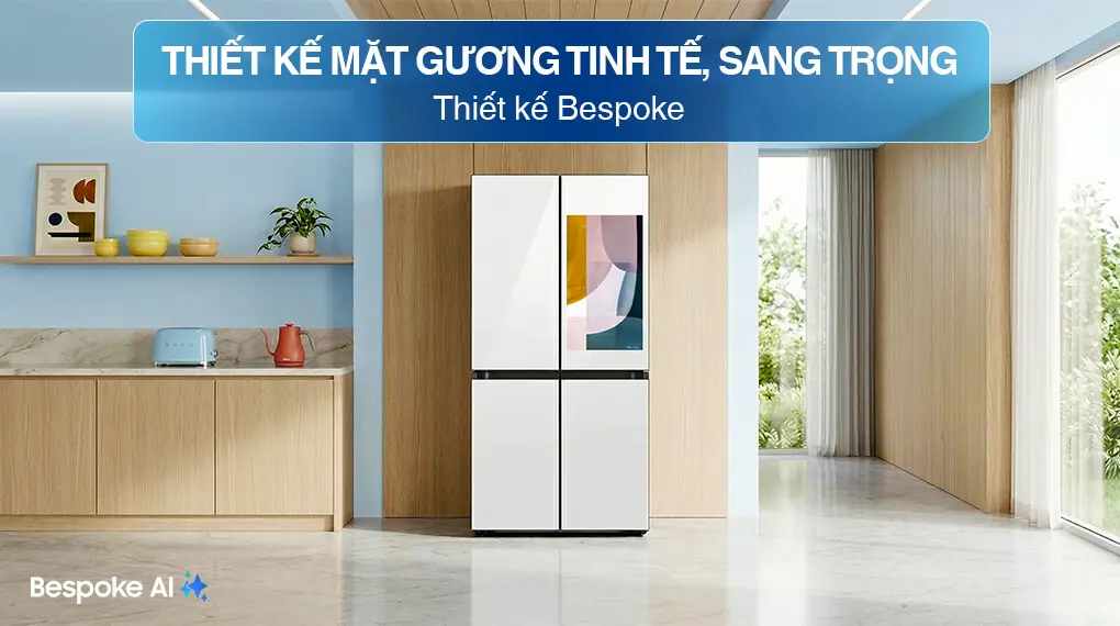 Tủ Lạnh Samsung Inverter 636 Lít Bespoke RF65DB990012SV Trắng Thạch Anh