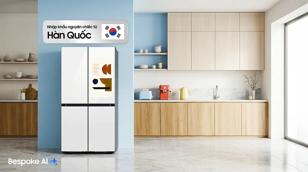 Tủ Lạnh Samsung Inverter 636 Lít Bespoke RF65DB990012SV Trắng Thạch Anh
