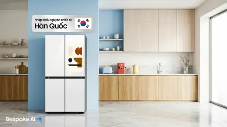 Tủ Lạnh Samsung Inverter 636 Lít Bespoke RF65DB990012SV Trắng Thạch Anh