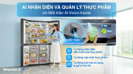 Tủ Lạnh Samsung Inverter 636 Lít Bespoke RF65DB990012SV Trắng Thạch Anh