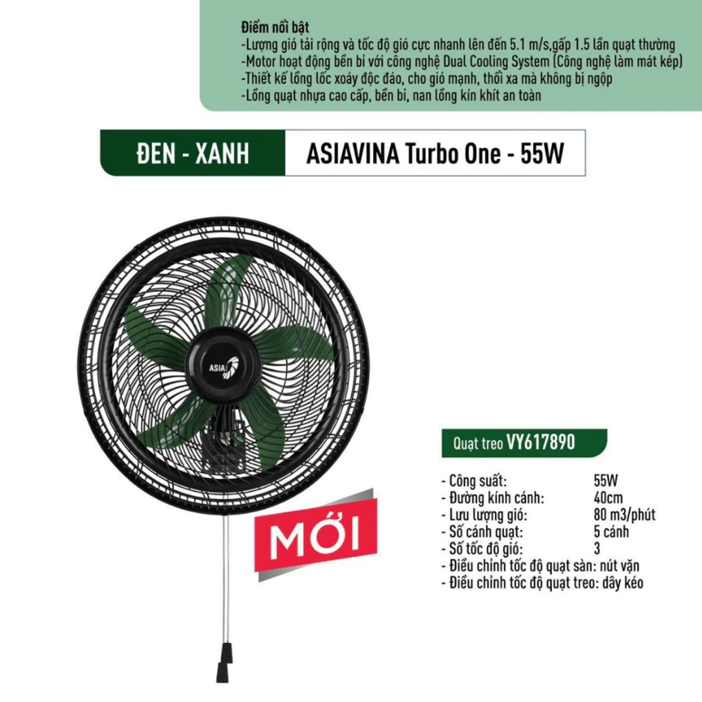 Quạt Treo AsiaVina Turbo One VY617890 - Đen 6