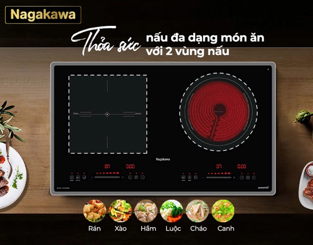 Bếp Đôi Điện Từ Hồng Ngoại Nagakawa NK2F02MB - Malaysia 3