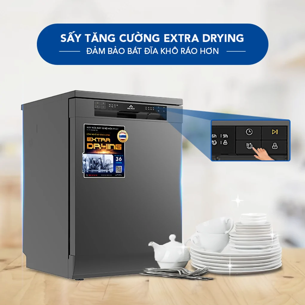 Máy Rửa Bát 12 Bộ Hòa Phát HD F1206EBB.TM - Xuất Xứ Thái Lan 12