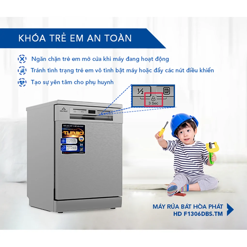 Máy Rửa Bát 13 Bộ Hòa Phát HD F1306DBS.TM - Xuất Xứ Thái Lan 17