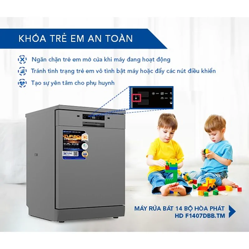 Máy Rửa Bát Hòa Phát 14 Bộ HD F1407DBB.TM - Xuất Xứ Thái Lan 14