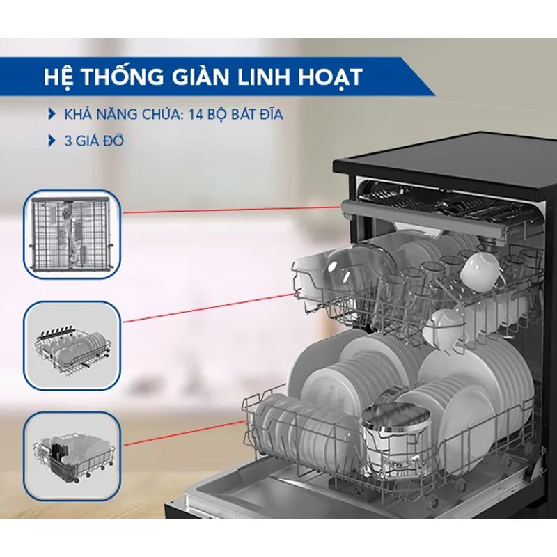 Máy Rửa Bát Hòa Phát 14 Bộ HD F1407DBB.TM - Xuất Xứ Thái Lan 9