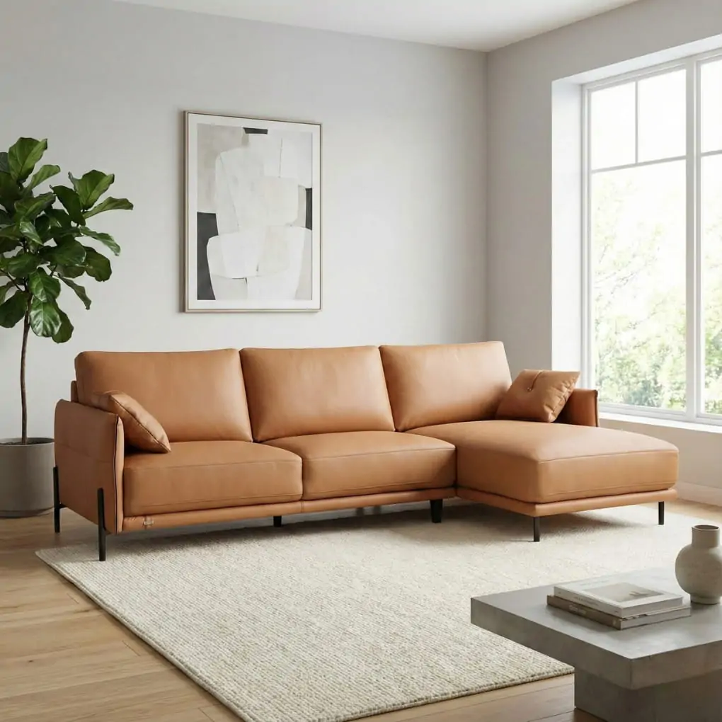 Sofa L (góc trái) Marco EM1003 319cm Nâu cam