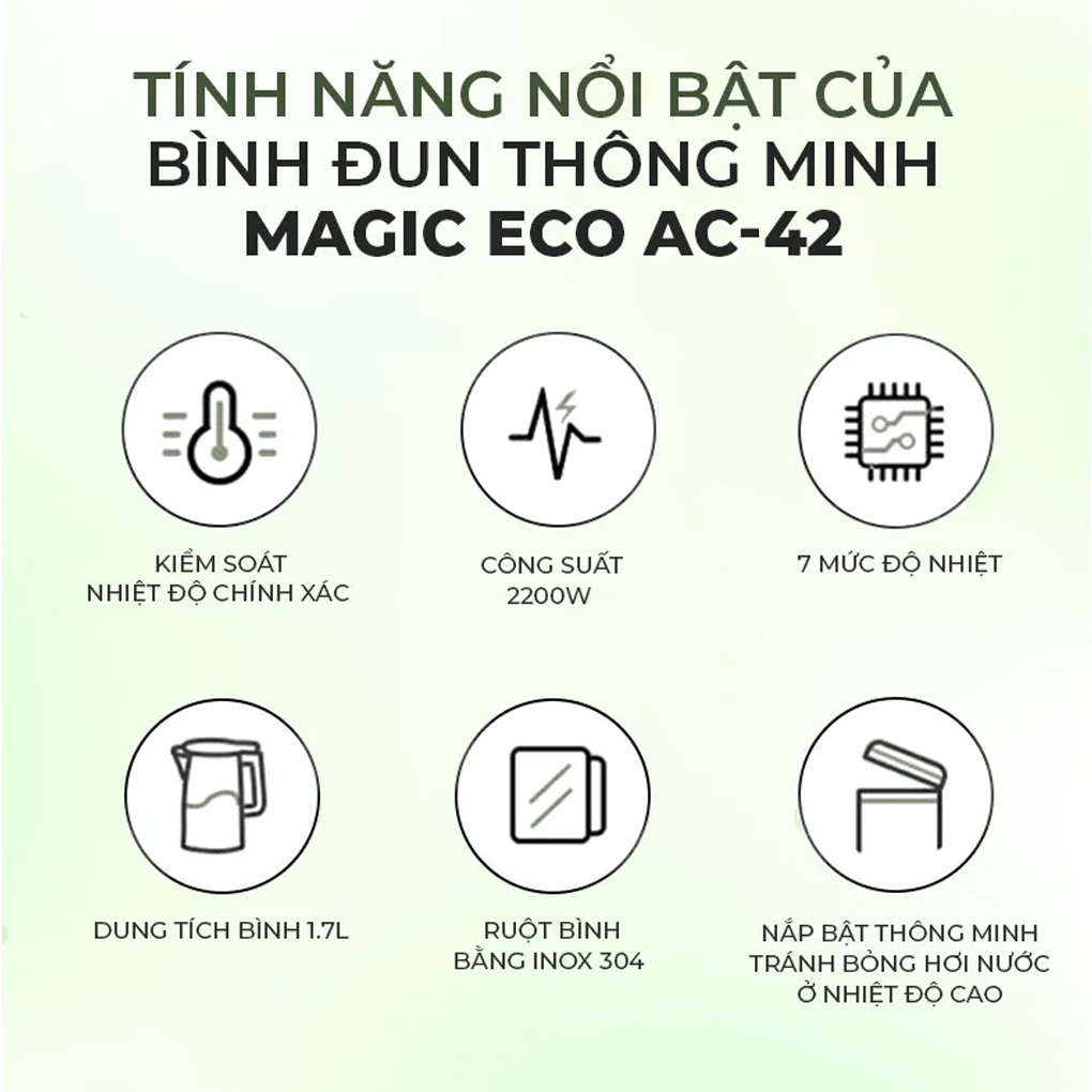 Bình Đun Siêu Tốc Magic Eco 1.7 Lít AC-42 3