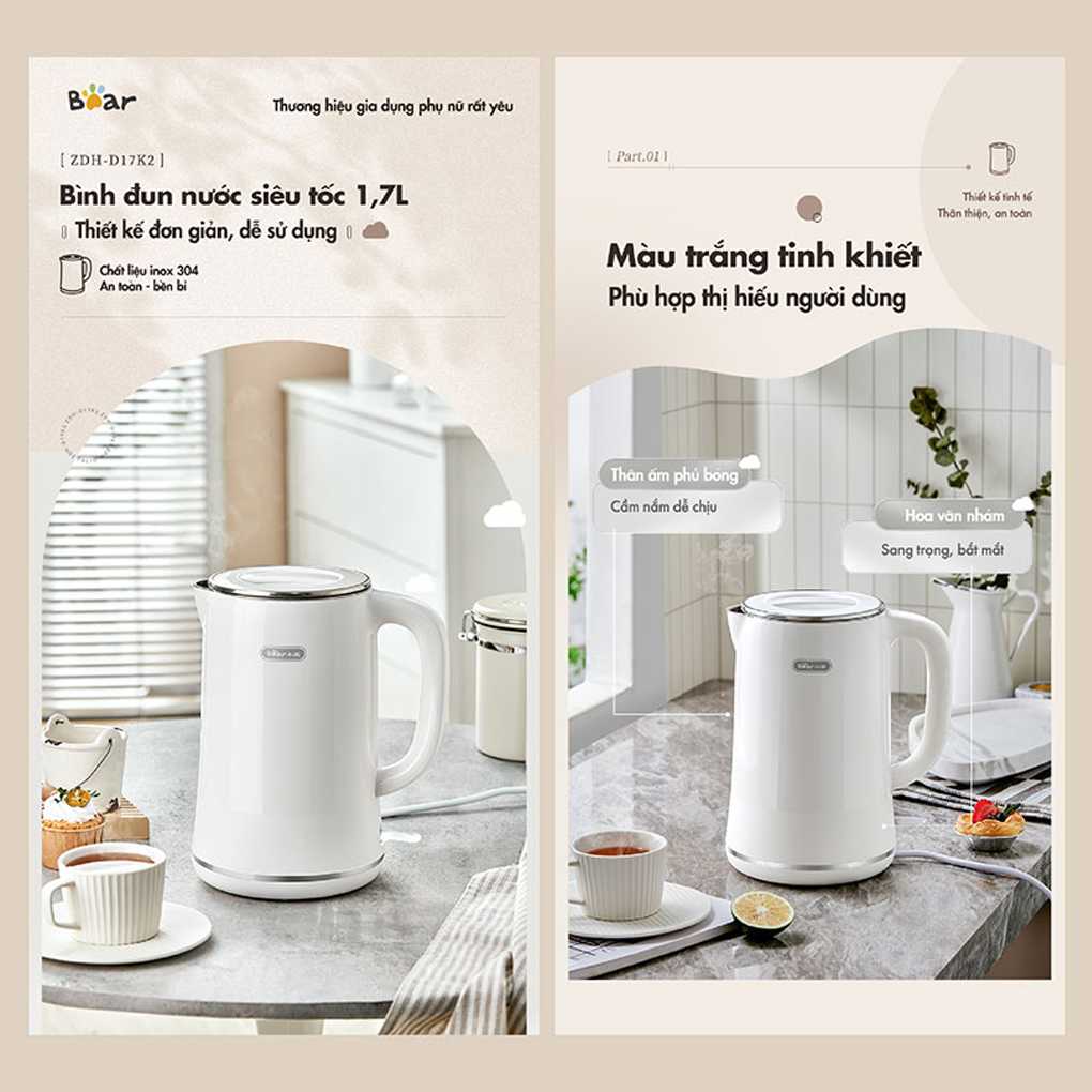 Bình Đun Nước Bear ZDH-D17K2 1.7 Lít 5
