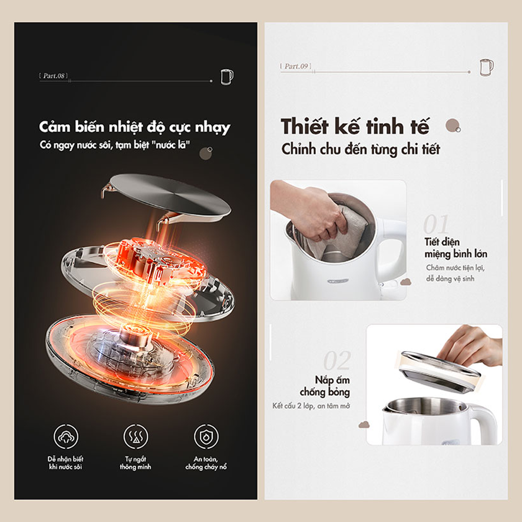 Bình Đun Nước Bear ZDH-D17K2 1.7 Lít 9