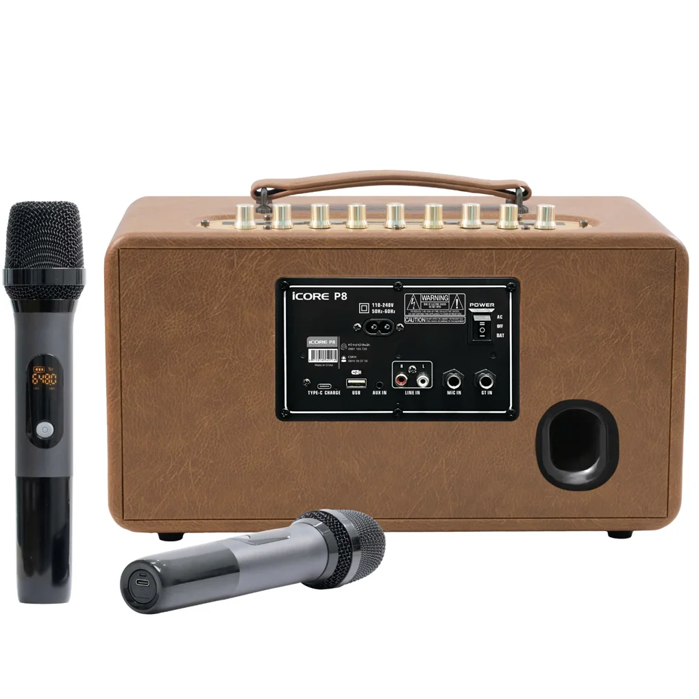 Bộ Loa Karaoke Xách Tay iCore P8 Kèm 02 Micro 3