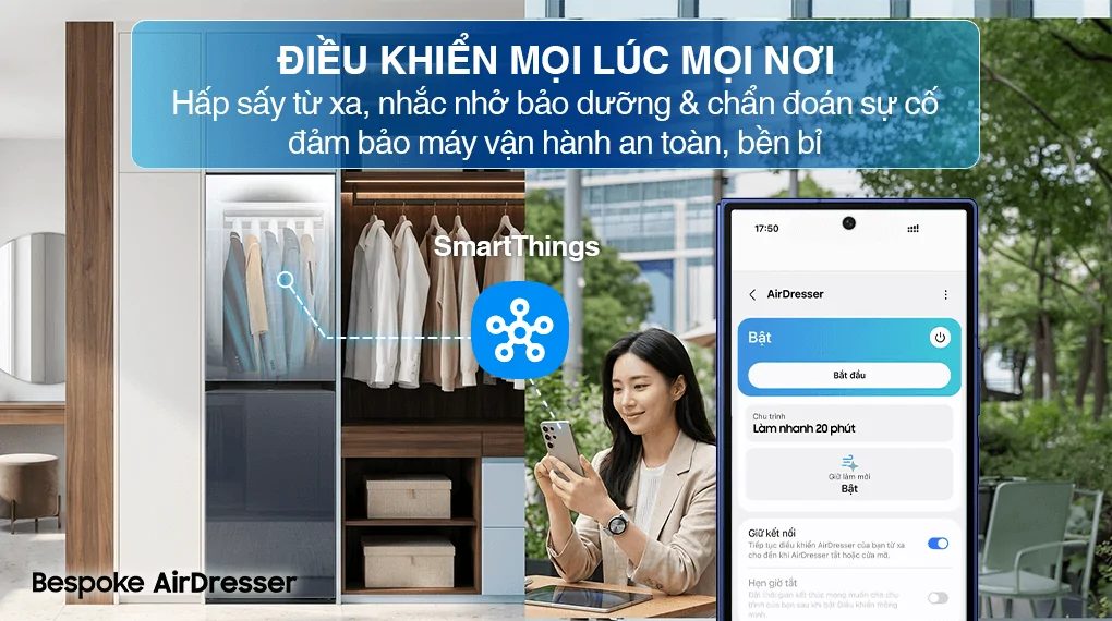 Tủ Chăm Sóc Quần Áo Thông Minh Samsung Bespoke AirDresser 5 móc DF24CB9900CRSV