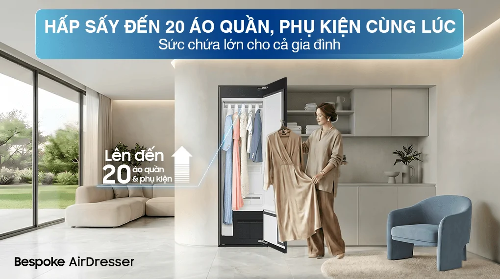 Tủ Chăm Sóc Quần Áo Thông Minh Samsung Bespoke AirDresser 5 móc DF24CB9900CRSV
