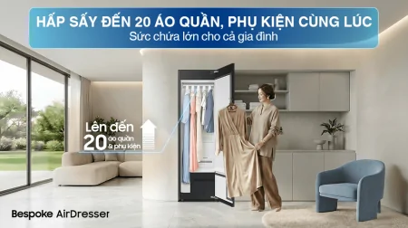 Tủ Chăm Sóc Quần Áo Thông Minh Samsung Bespoke AirDresser 5 móc DF24CB9900CRSV