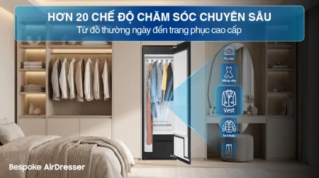 Tủ Chăm Sóc Quần Áo Thông Minh Samsung Bespoke AirDresser 5 móc DF24CB9900CRSV
