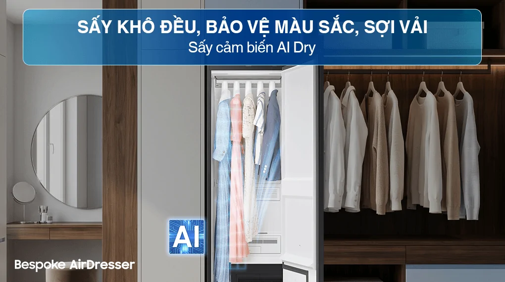Tủ Chăm Sóc Quần Áo Thông Minh Samsung Bespoke AirDresser 5 móc DF24CB9900CRSV