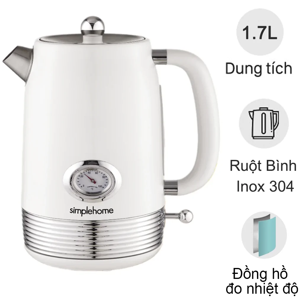 Bình Đun Siêu Tốc Simplehome T-9020BT Màu Kem