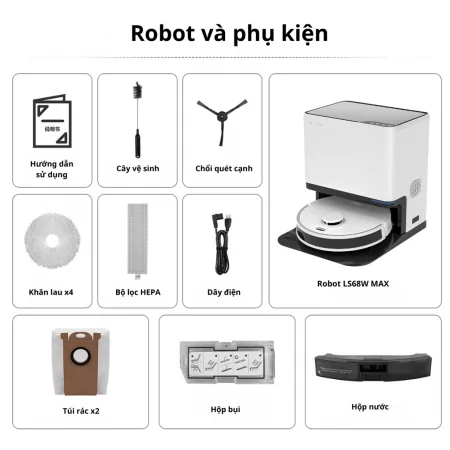 Robot Hút Bụi Lau Nhà 8 Trong 1 Shimono LS68W Max 10