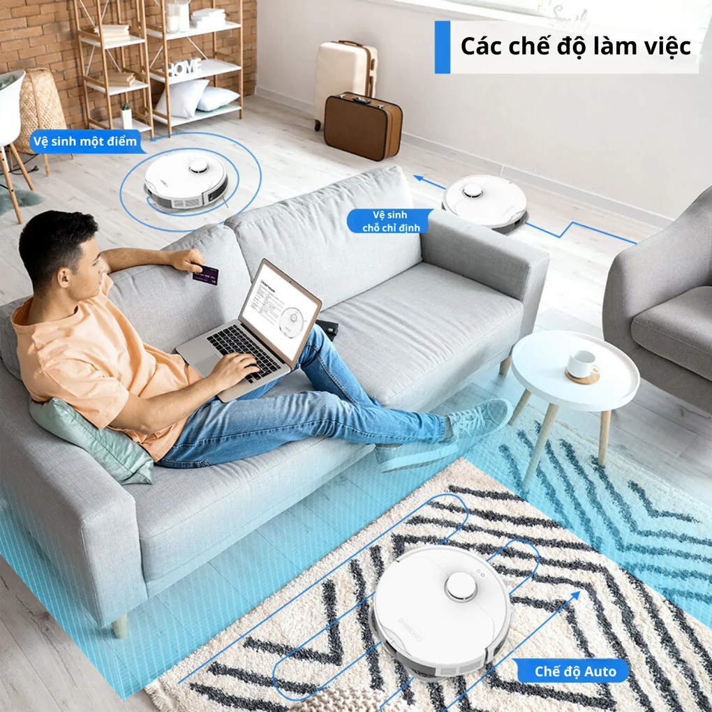Robot Hút Bụi Lau Nhà 8 Trong 1 Shimono LS68W Max 9