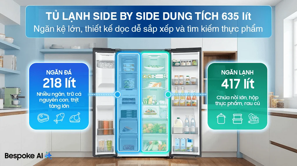 Tủ Lạnh Samsung Inverter 635 Lít RS70F65K2FSV