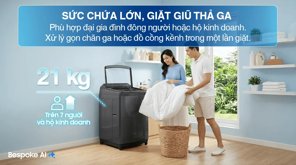 Máy Giặt Samsung Inverter 21 kg WA80F21B9BSV